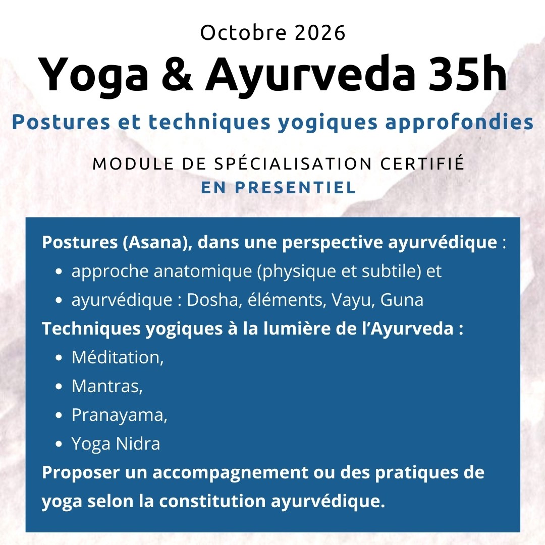 Module de spécialisation postures et techniques yogiques - PF8 Formation Yoga et Ayurveda, Stage