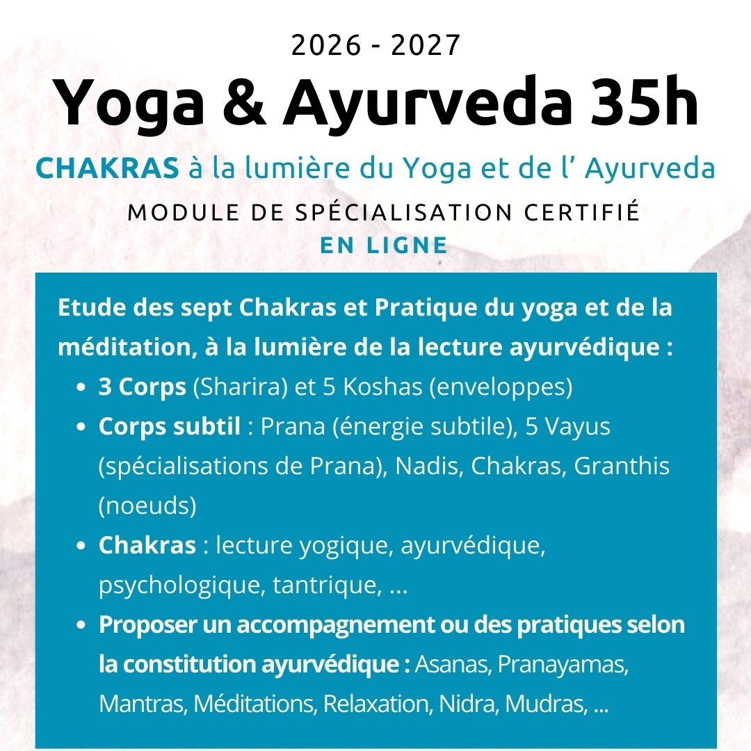 Module de spécialisation Chakras - PF8 Formation Yoga et Ayurveda, Stage