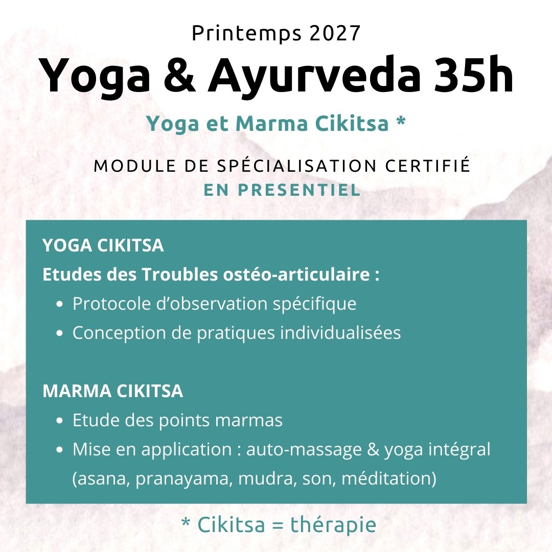 Module de spécialisation Yoga et Marma Cikitsa - PF8 Formation Yoga et Ayurveda, Stage