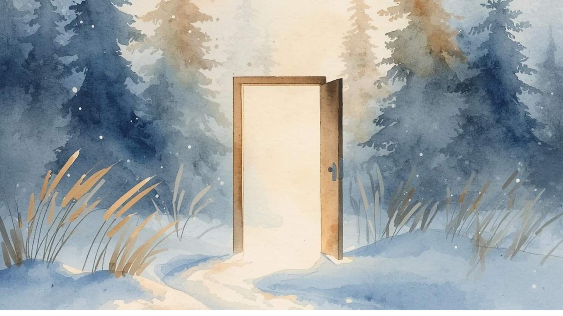 Bandeau porte hiver nature seuil